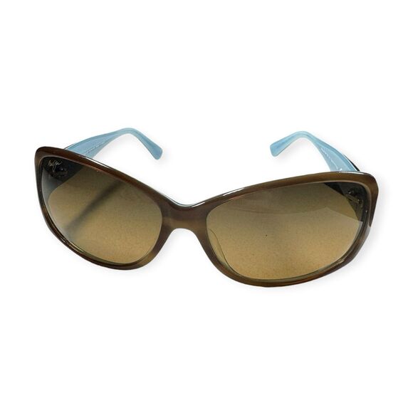 Maui Jim MJ 295 Nalani Polarized Sunglasses Japan Oversized Brown Blue w/ Case